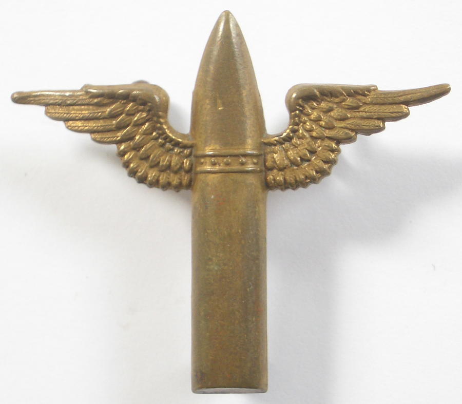 RAF Air Gunner's winged bullet brass sleeve badge circa 1923-39