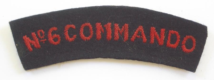 No.6 COMMANDO WW2 cloth shoulder title