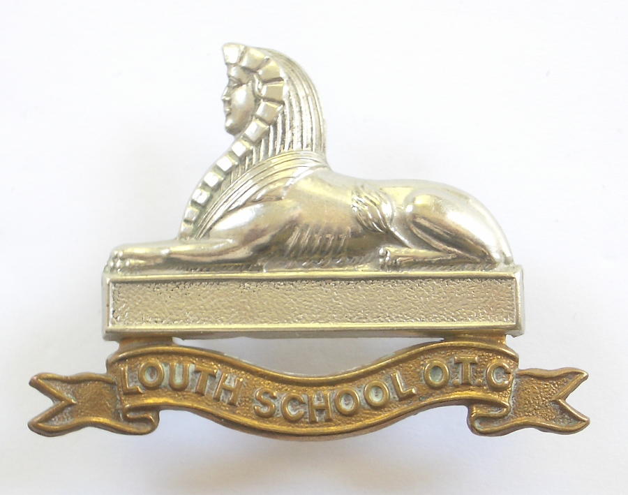 Louth School OTC scarce bi-metal cap badge.
