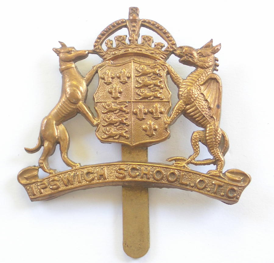 Ipswich School OTC brass Suffolk cap badge