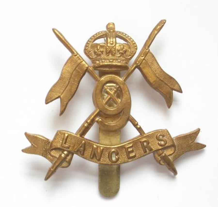 9th Queen's Lancers WW1 1916 brass economy badge