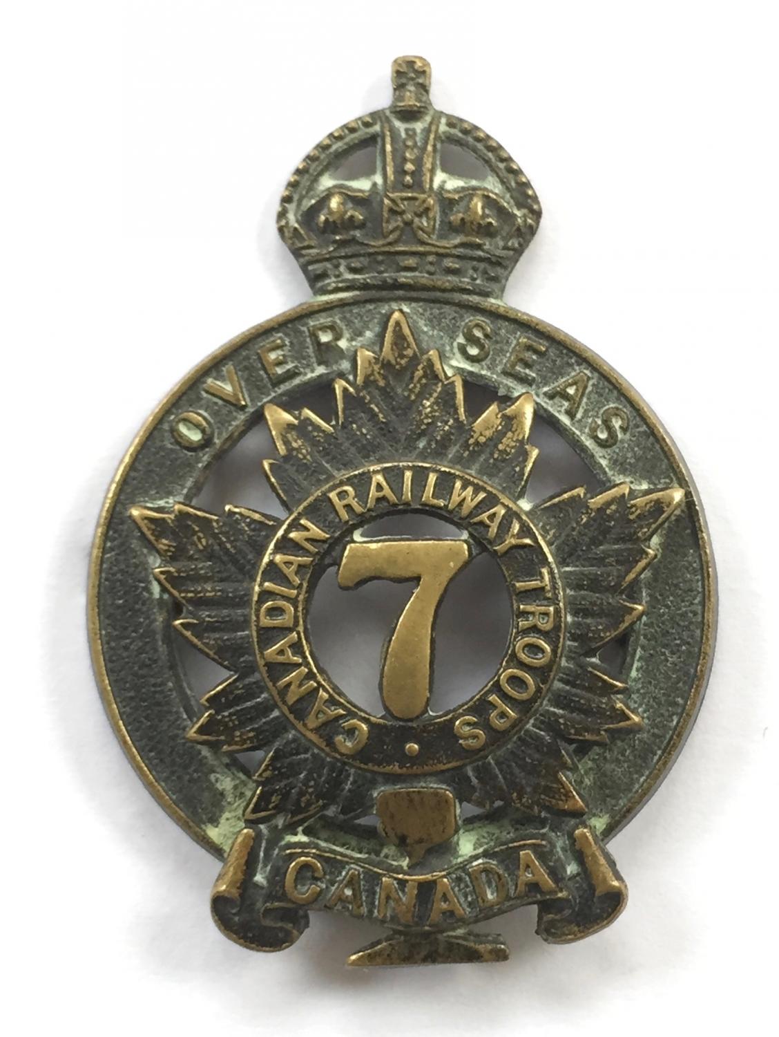 7th Canadian Railway Troops WW1 cap badge