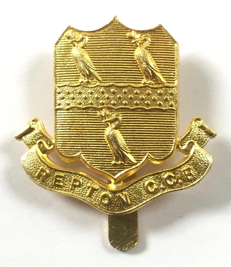 Repton School CCF, Derby brass cap badge by J.R. Gaunt, London