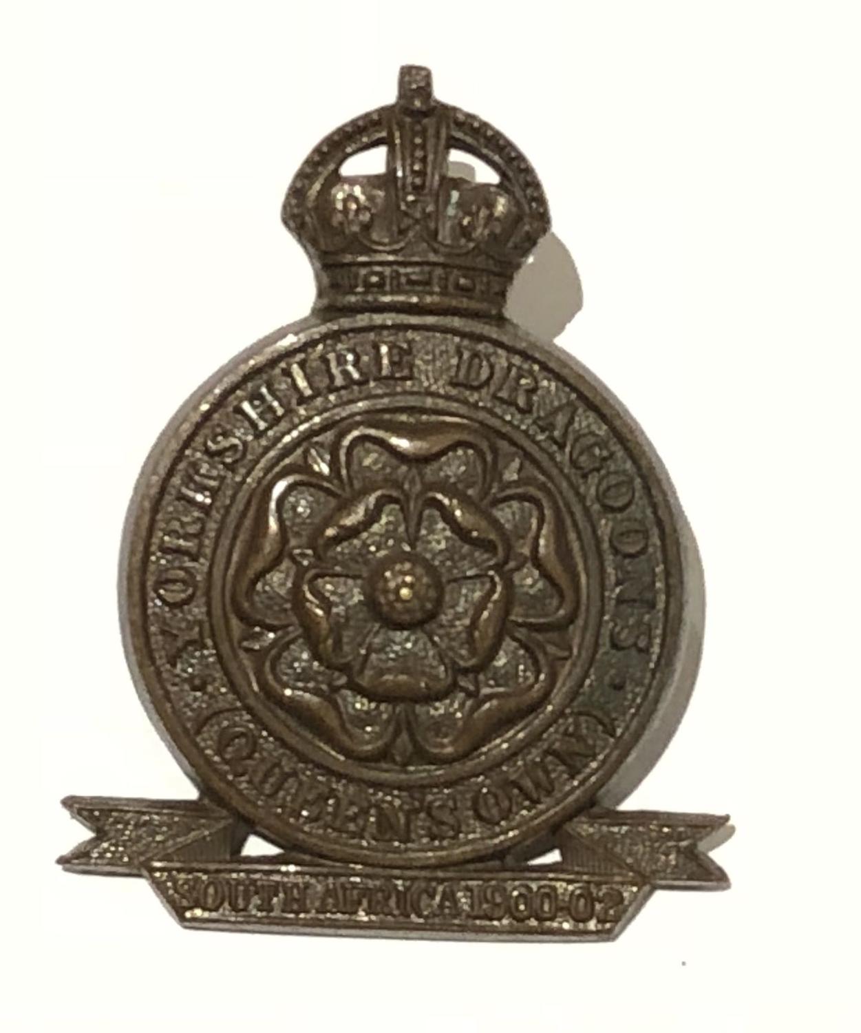Yorkshire Dragoons post 1905 OSD bronze badge