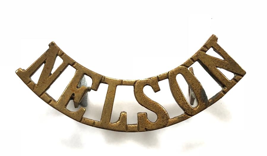 NELSON Royal Naval Division WWI brass shoulder title.