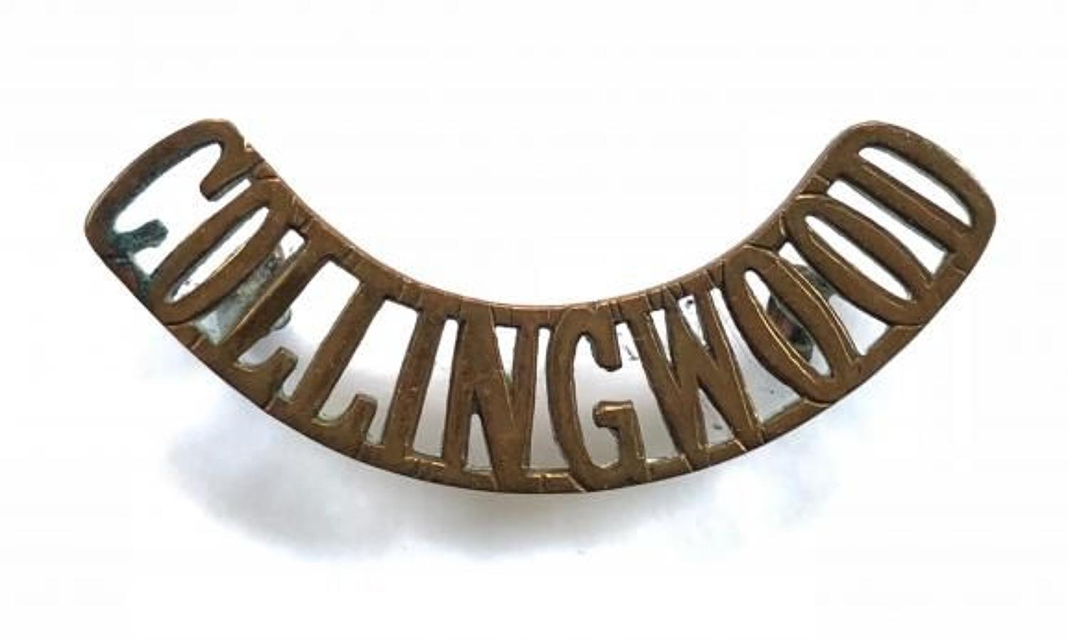 COLLINGWOOD rare WW1 Royal Naval Division 1914-15 brass shoulder title