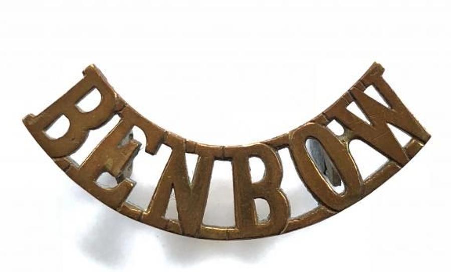 BENBOW rare WW1 Royal Naval Division 1914-15 brass shoulder title