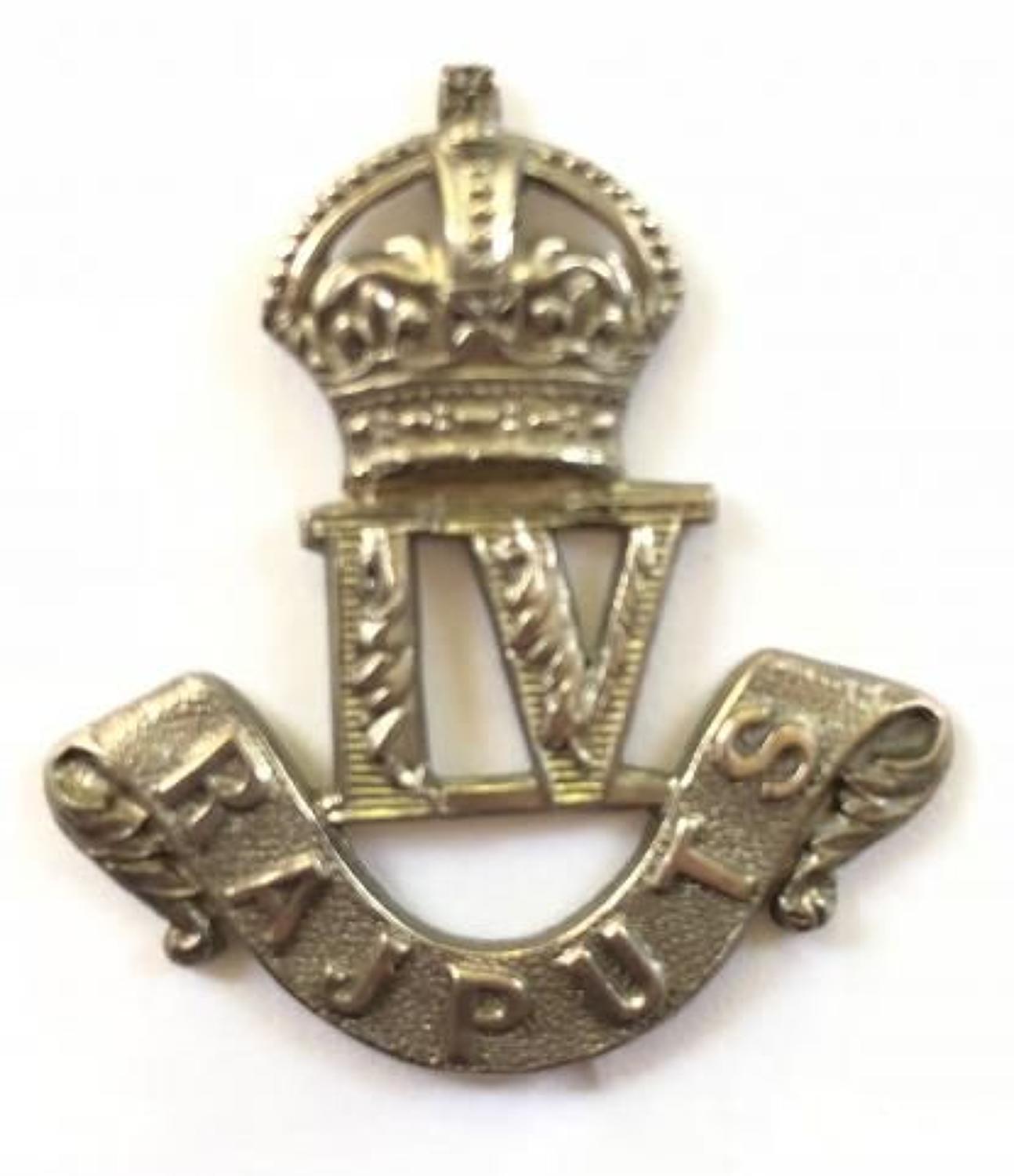 4th Rajputs Officer’s 1921 hallmarked silver cap badge