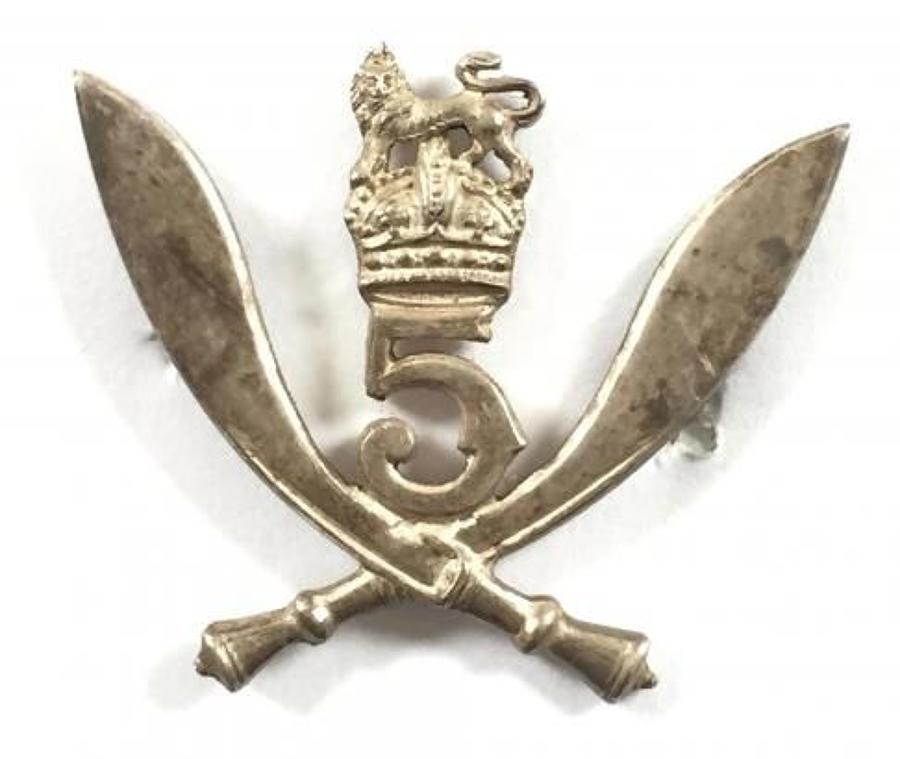 5th Gurkha Rifles WW2 1944 Birmingham hallmarked silver cap badge