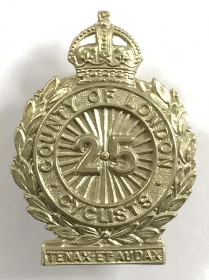 25th (Cyclist) Bn County of London Regiment Field Service Cap / Collar
