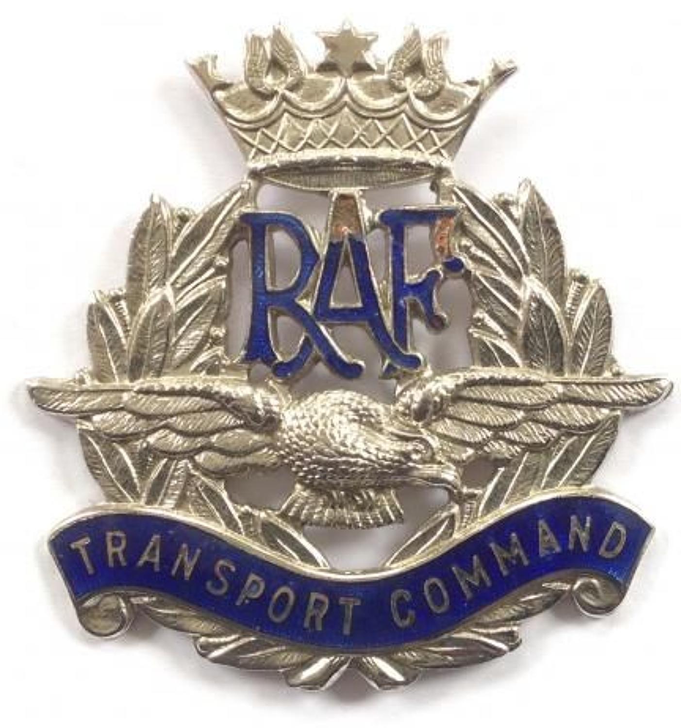 WW2 RAF Transport Command scarce chrome and blue enamel cap badge circ
