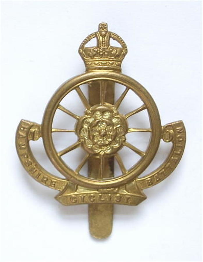 9th (Cyclist) Bn. Hampshire Regiment Ww1 OR&rsquo;s cap badge circa 1911-2