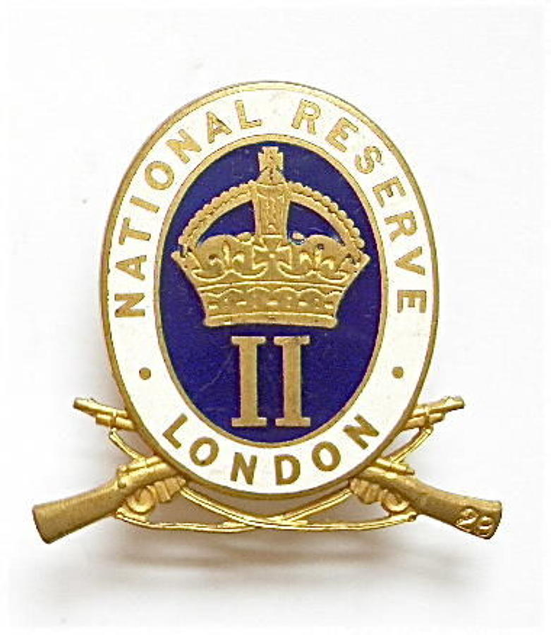 WW1 Woolwich, London National Reserve enamelled lapel badge