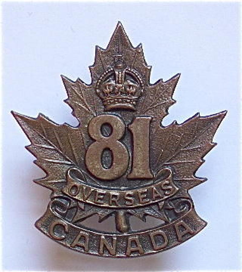 Canadian WW1 81st Bn. CEF bronze cap badge.