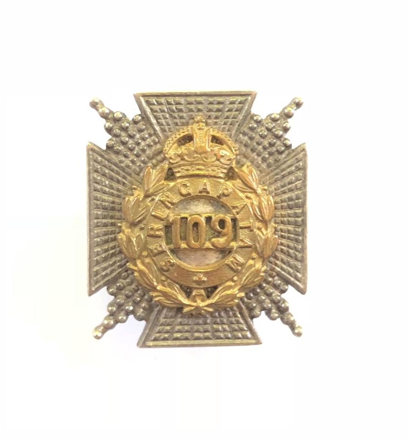 Indian Army. 109th Infantry Officer’s FS cap badge / collar