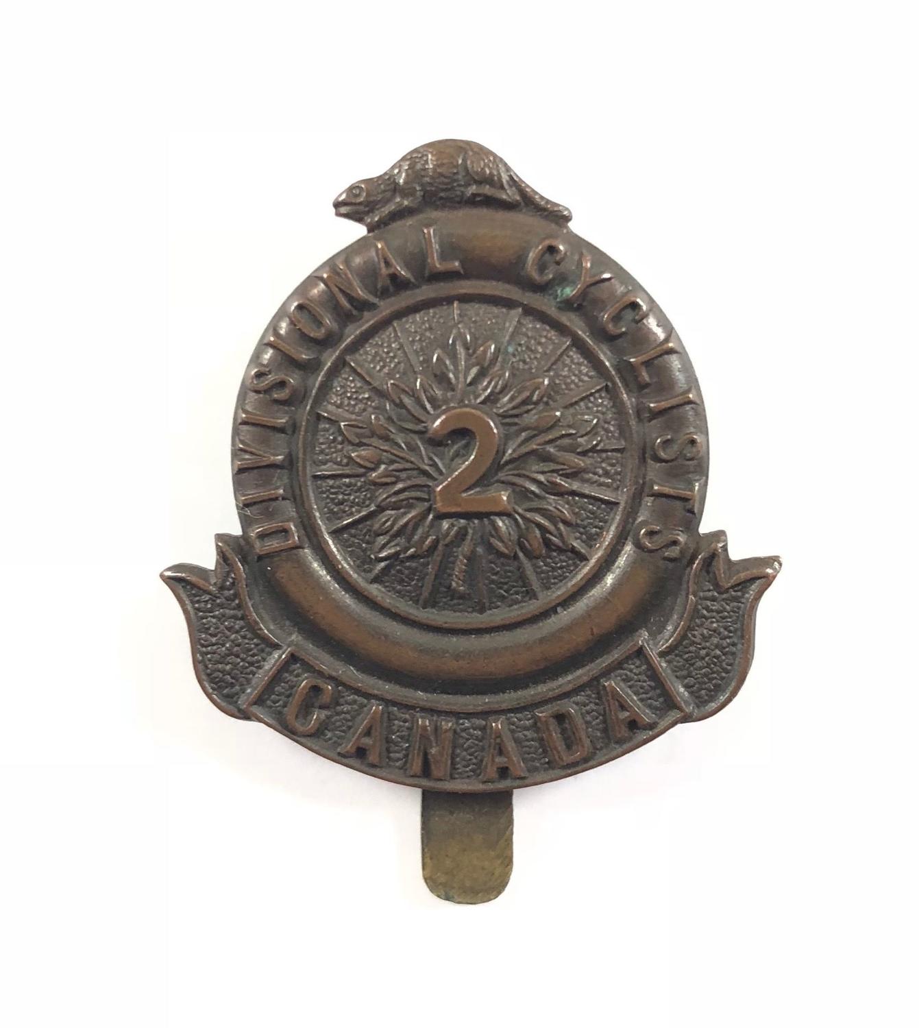 Canadian 2nd Divisional Cyclists WW1 bronze CEF cap badge