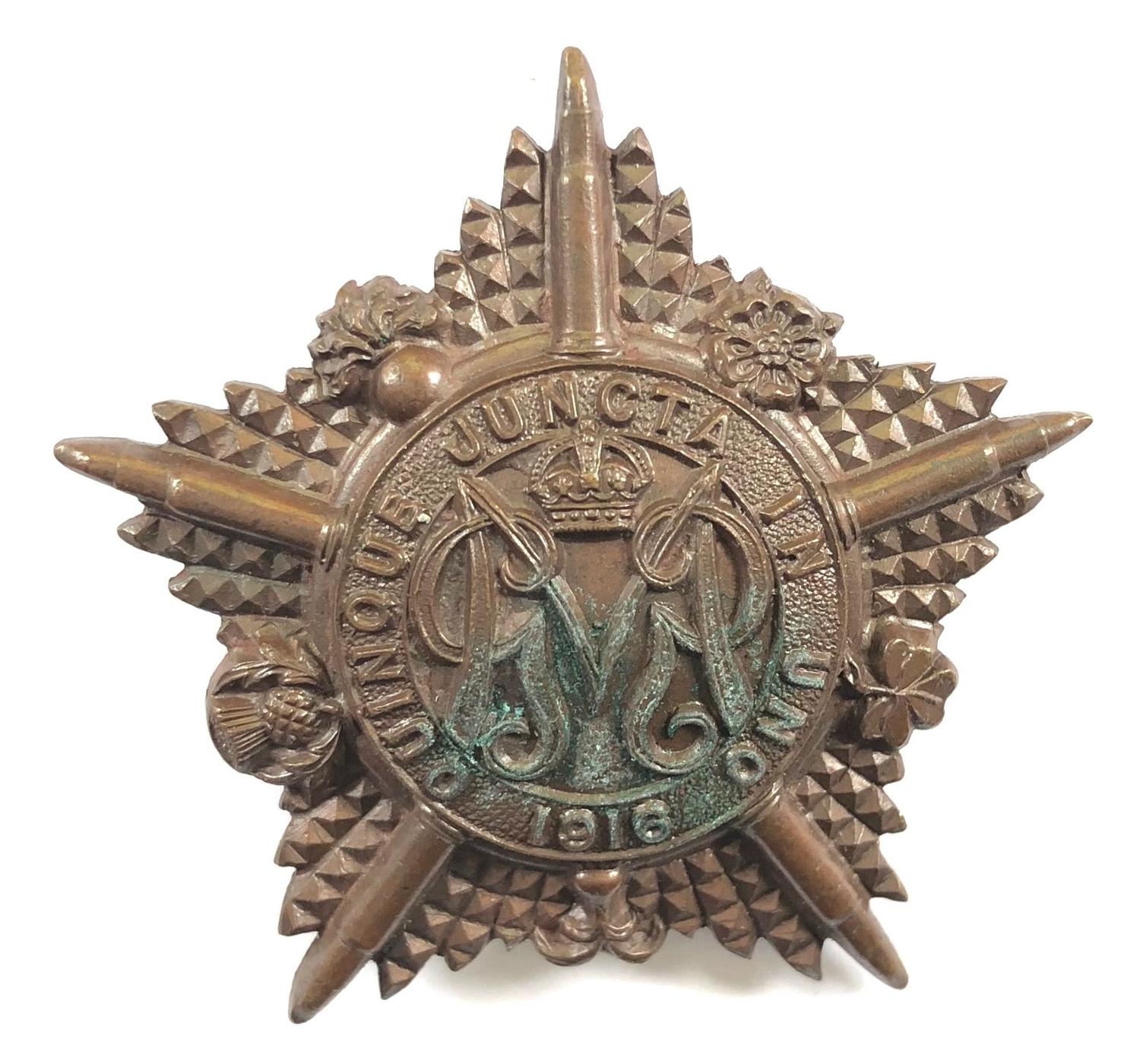 Machine Gun Guards rare WW1 OSD bronze cap star circa 1916-18
