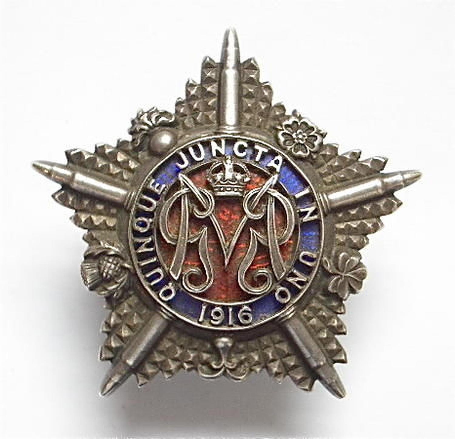 WWI Machine Gun Guards 1916 hallmarked silver cap badge