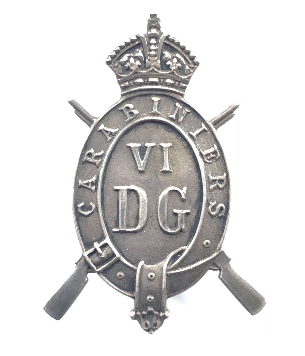 6th Dragoon Guards NCO’s 1920 London hallmarked silver arm badge