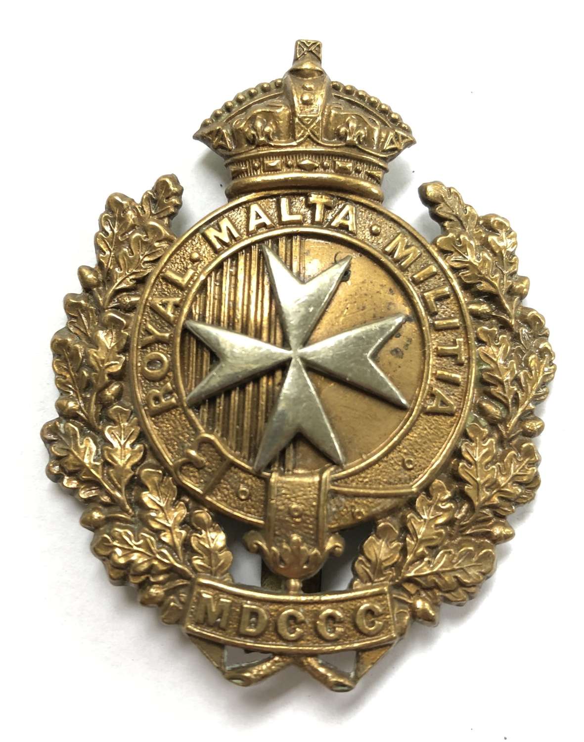 King's Own Malta Regiment of Militia cap badge circa 1889-1903