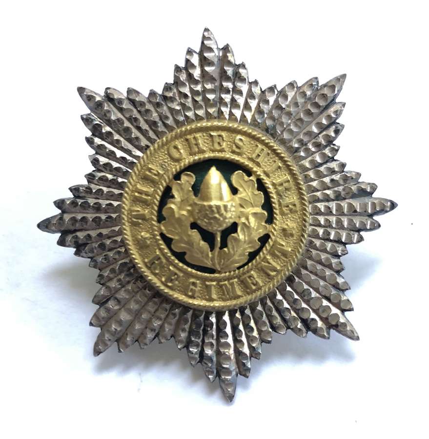 Cheshire Regiment Officer’s silver and enamel cap badge