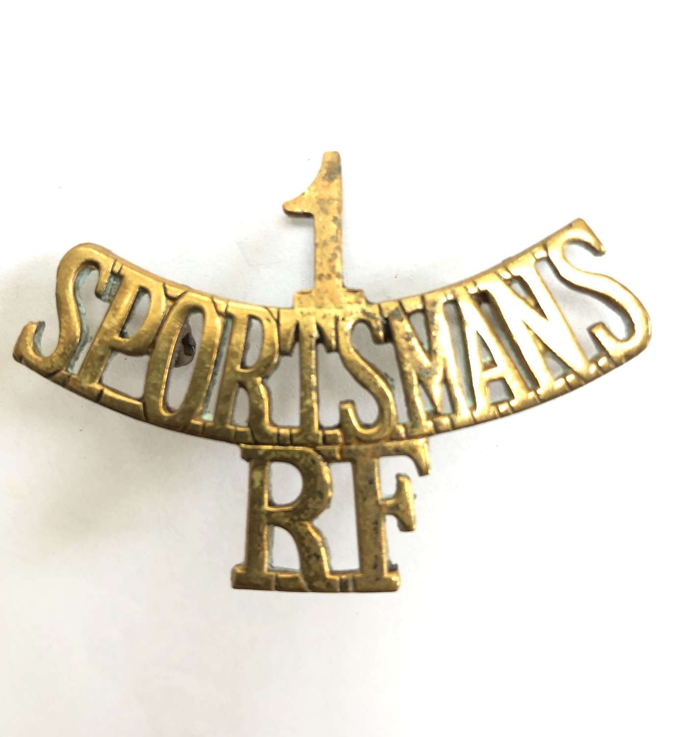 1 / SPORTSMANS / RF WW1 “Kitchener’s Army” brass shoulder title