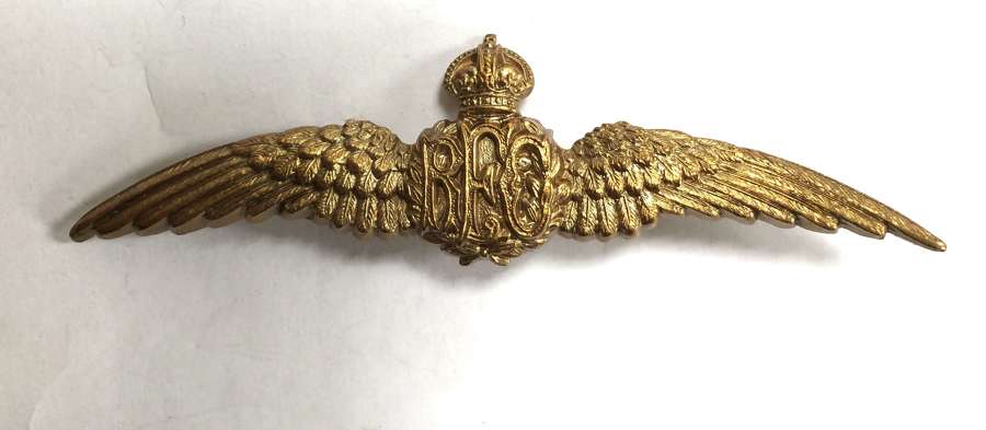 Royal Flying Corps NCO’s RFC brass Pilot's wings circa 1912-15