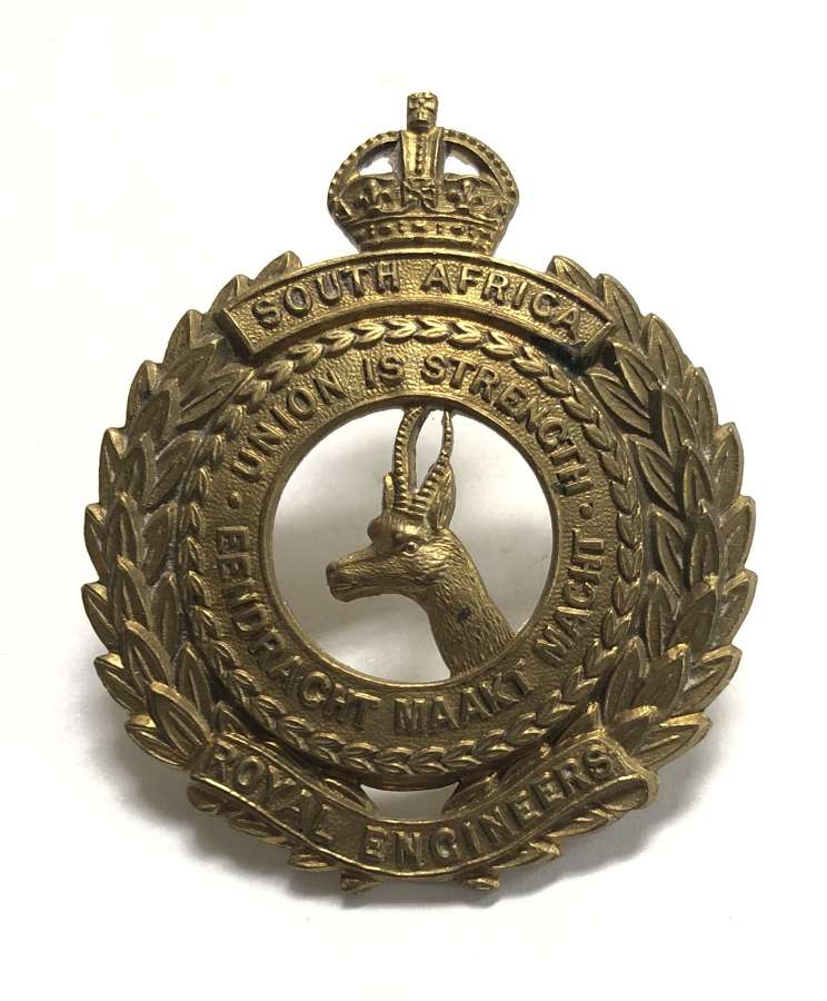 South African Royal Engineers brass cap badge circa 1916-18 by Gaunt