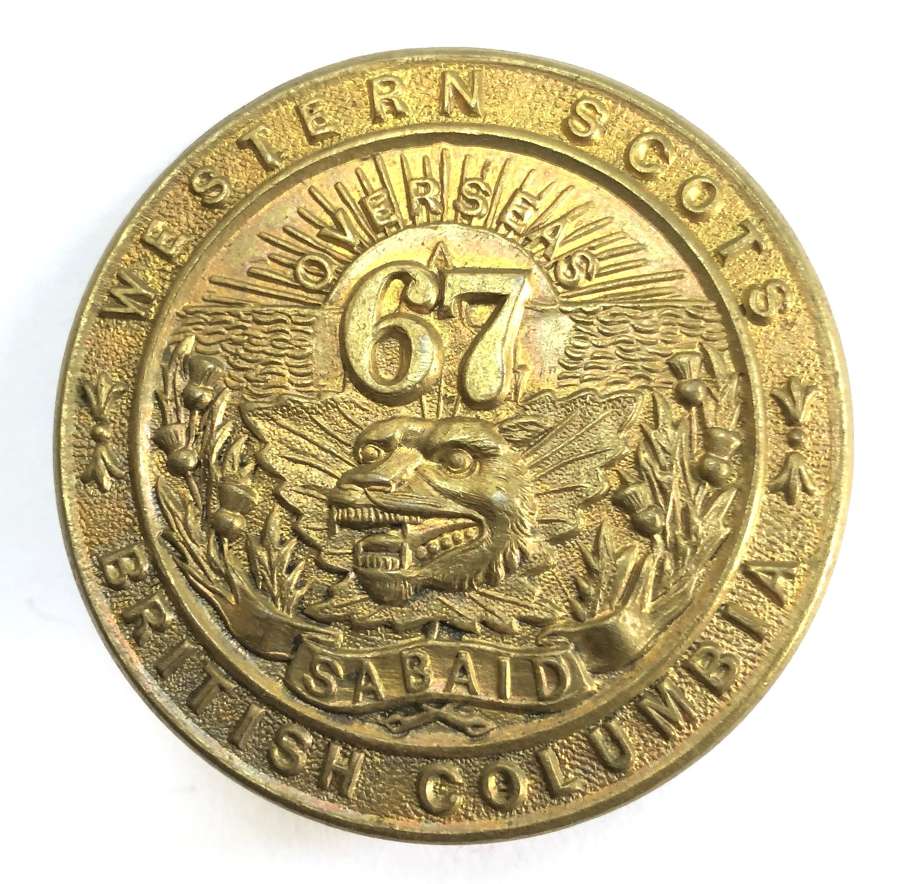67th Bn (Western Scots) WWI CEF brass glengarry badge