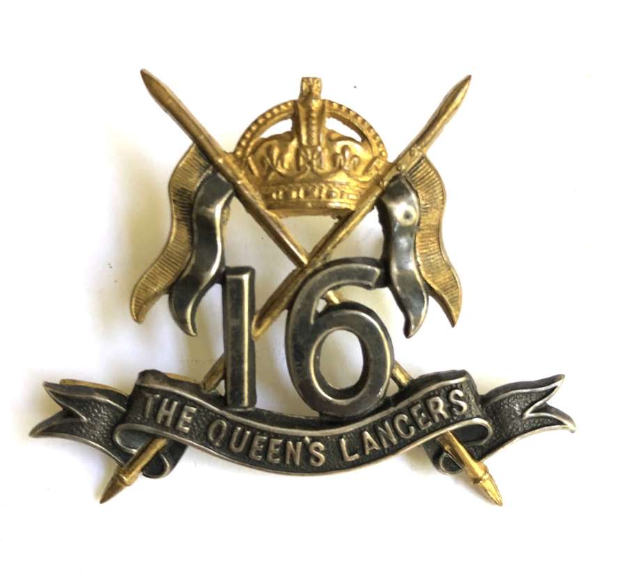 16th The Queen’s Lancers Officer’s silver and gilt cap badge