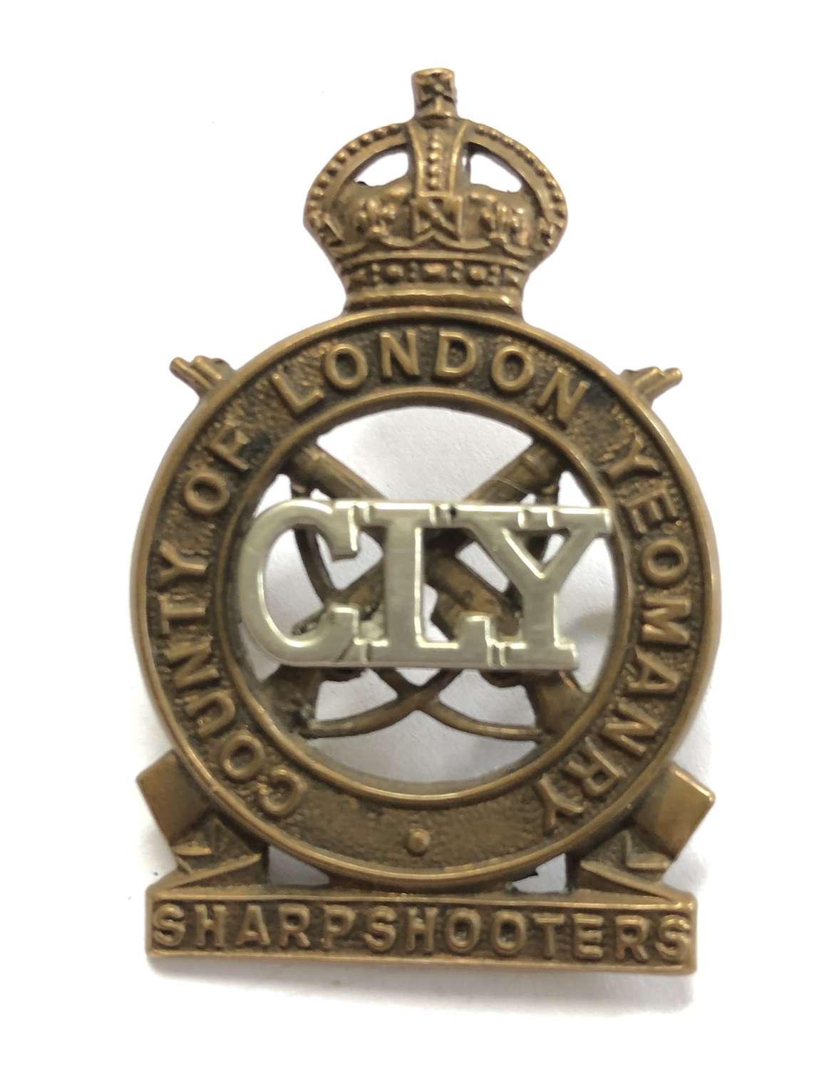 County of London Yeomanry Sharpshooters post 1940 cap badge