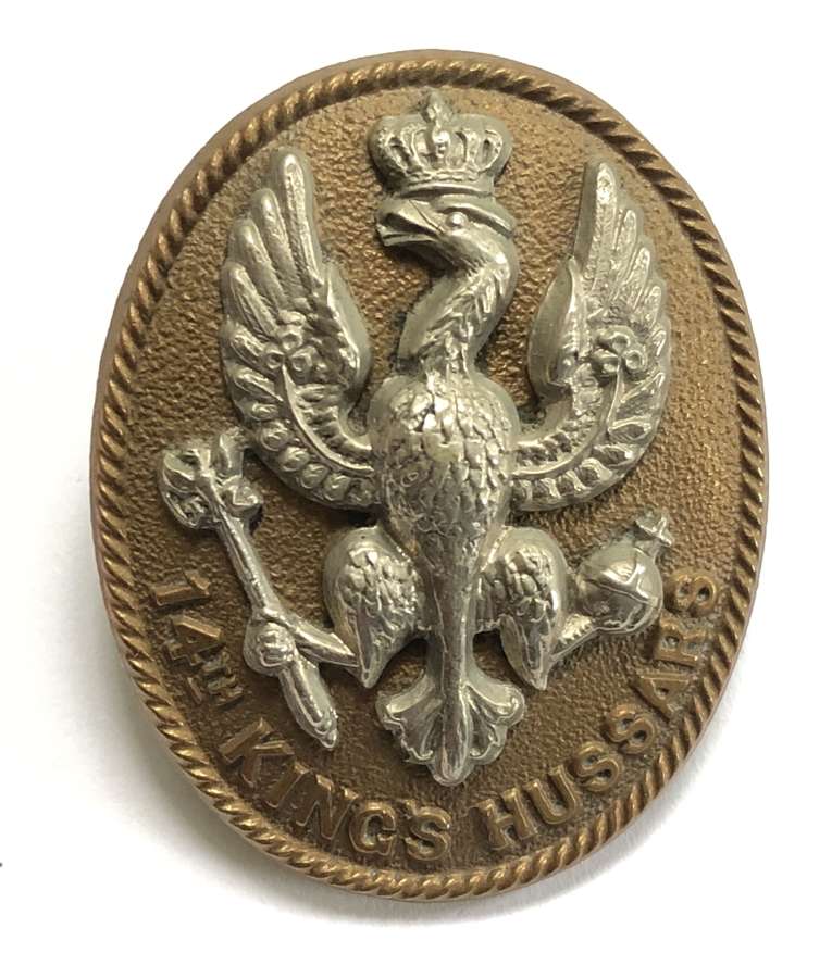 14th King's Hussars bi-metal oval cap badge circa 1896-1915