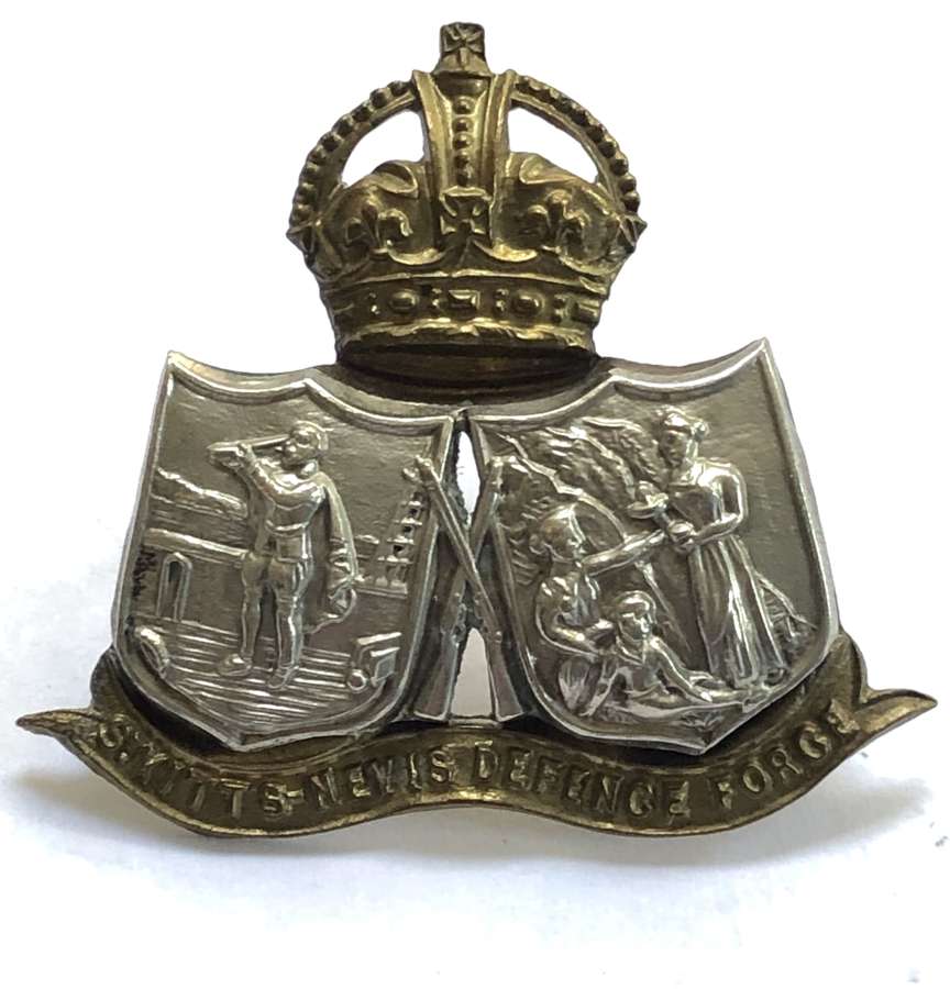 St. Kitts Nevis Defence Force scarce OR’s bi-metal cap badge