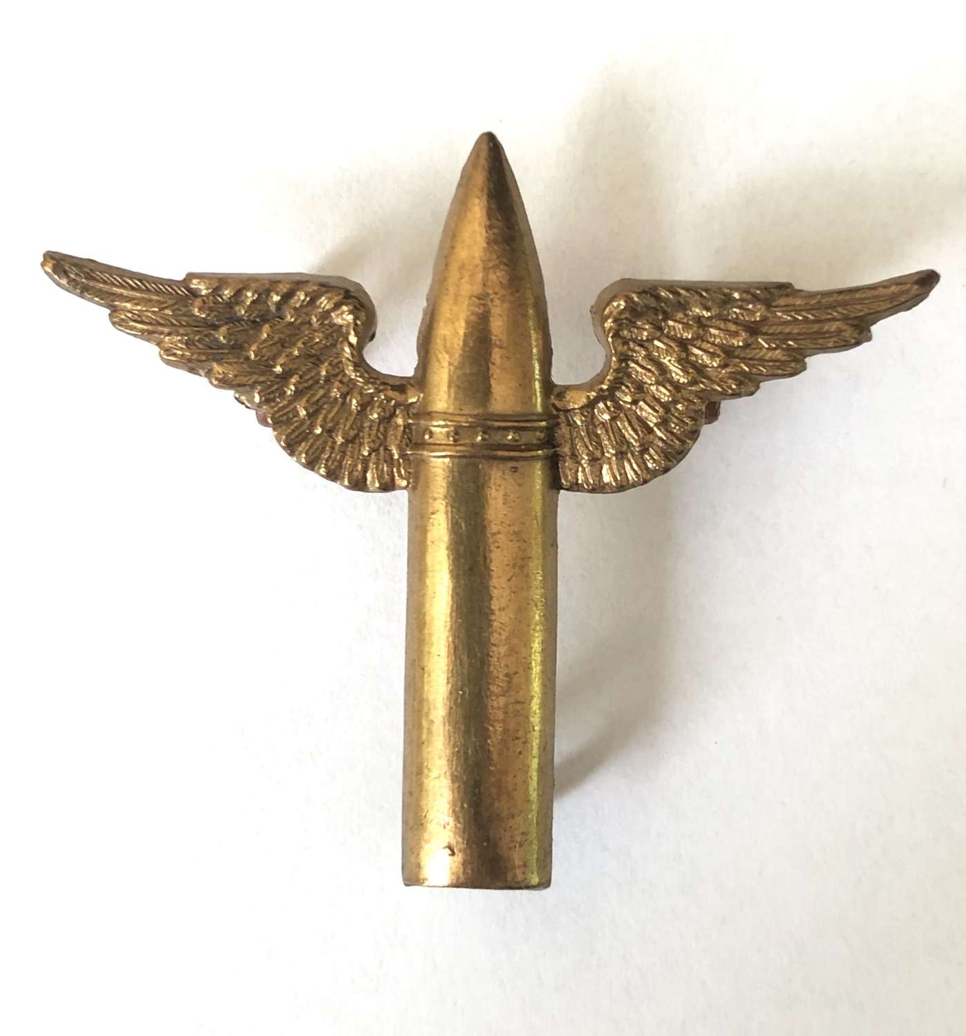RAF Air Gunner’s winged bullet brass arm badge circa 1923-39
