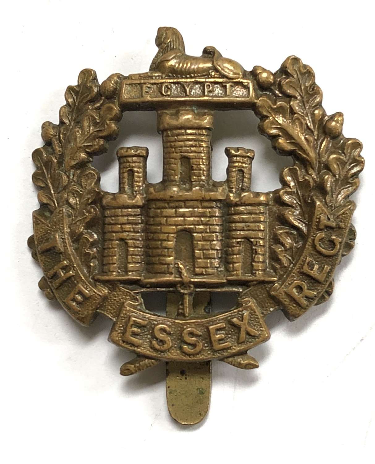 Essex Regiment WW1 all brass economy cap badge circa 1916-18