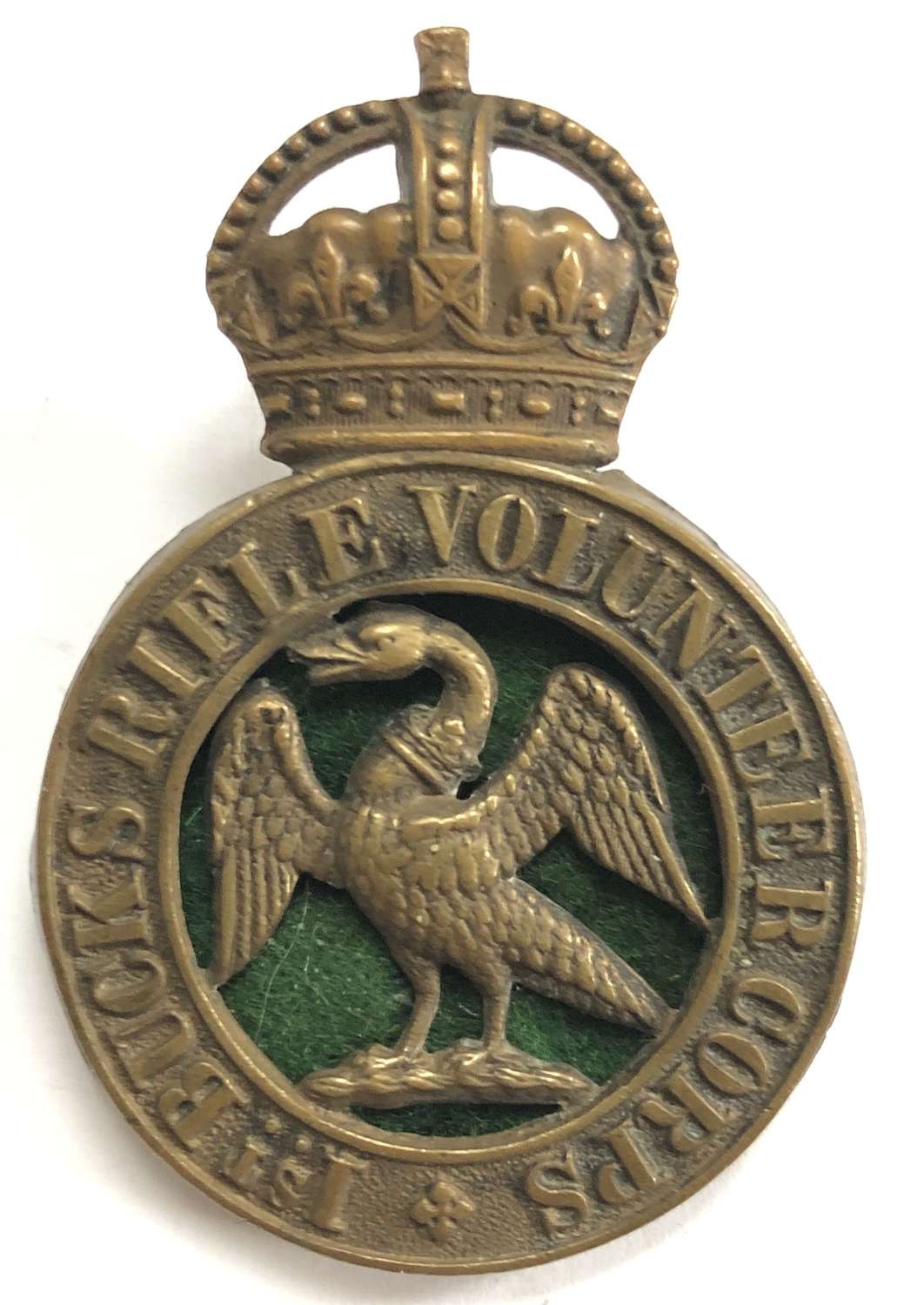 1st Bucks Rifle Volunteer Corps slouch hat badge circa 1902-08