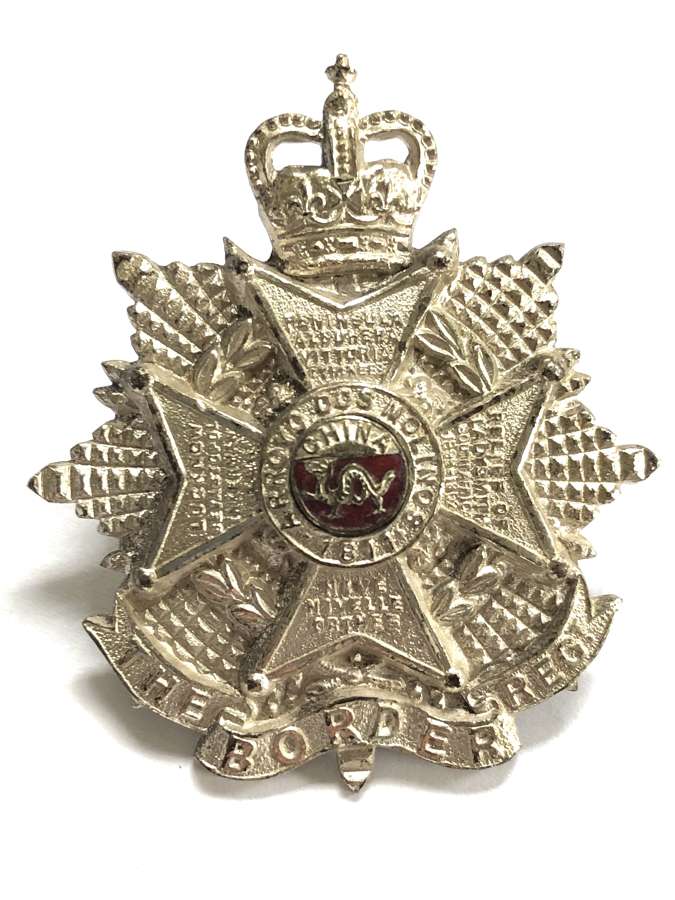 Border Regiment Officer’s silvered and enamel cap badge circa 1953-5