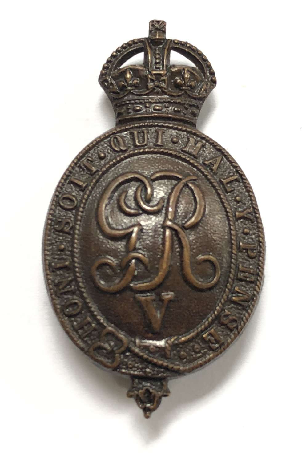 Household Battalion WW1 OR’s bronze cap badge circa 1916