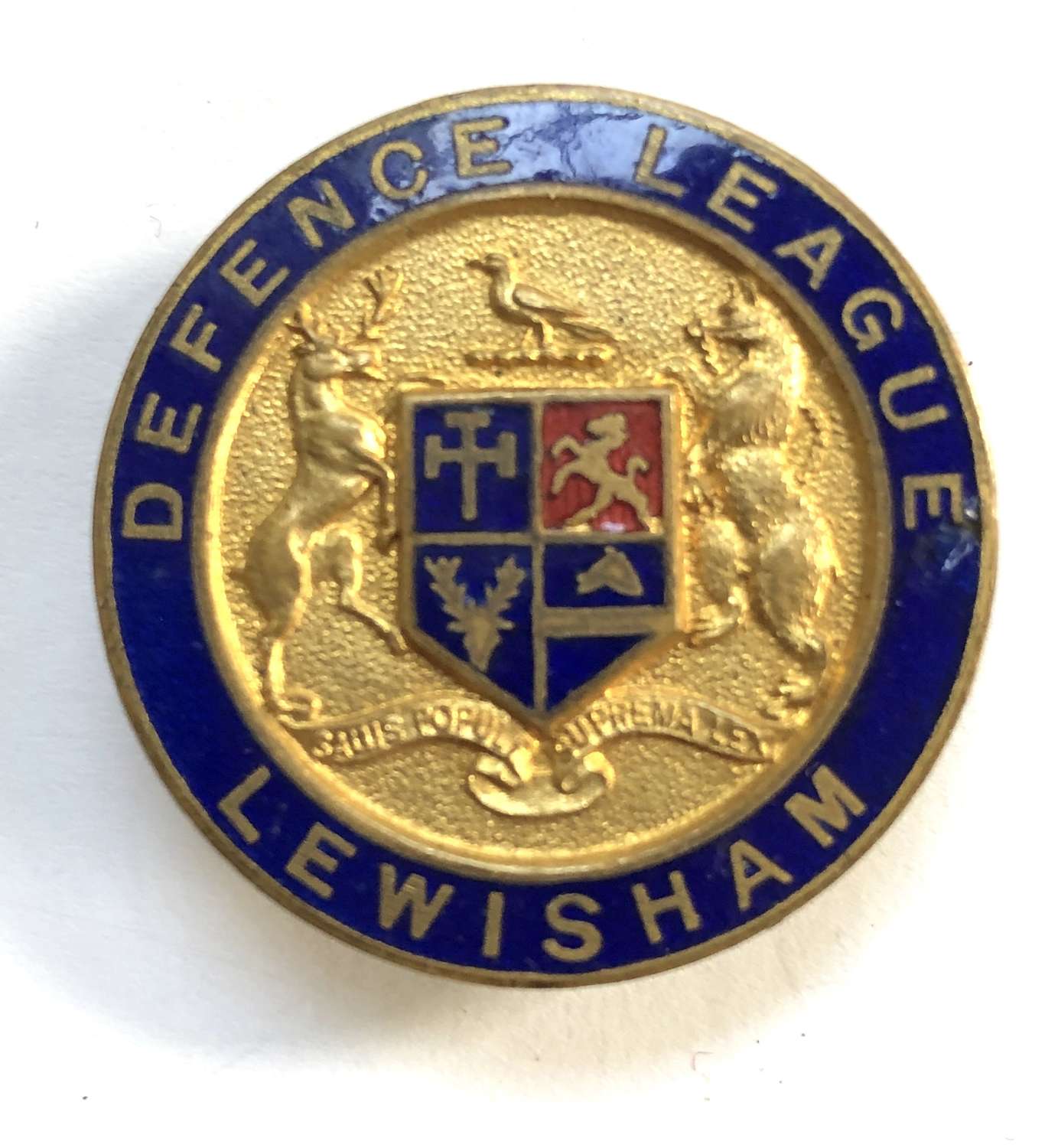 Lewisham Defence League WW1 VTC enamelled mufti badge by Vaughton Ltd