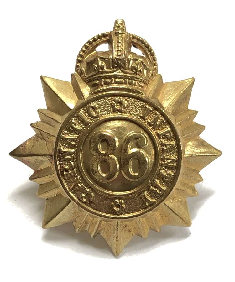 Indian Army. 86th Carnatic Infantry cap badge circa 1903-22