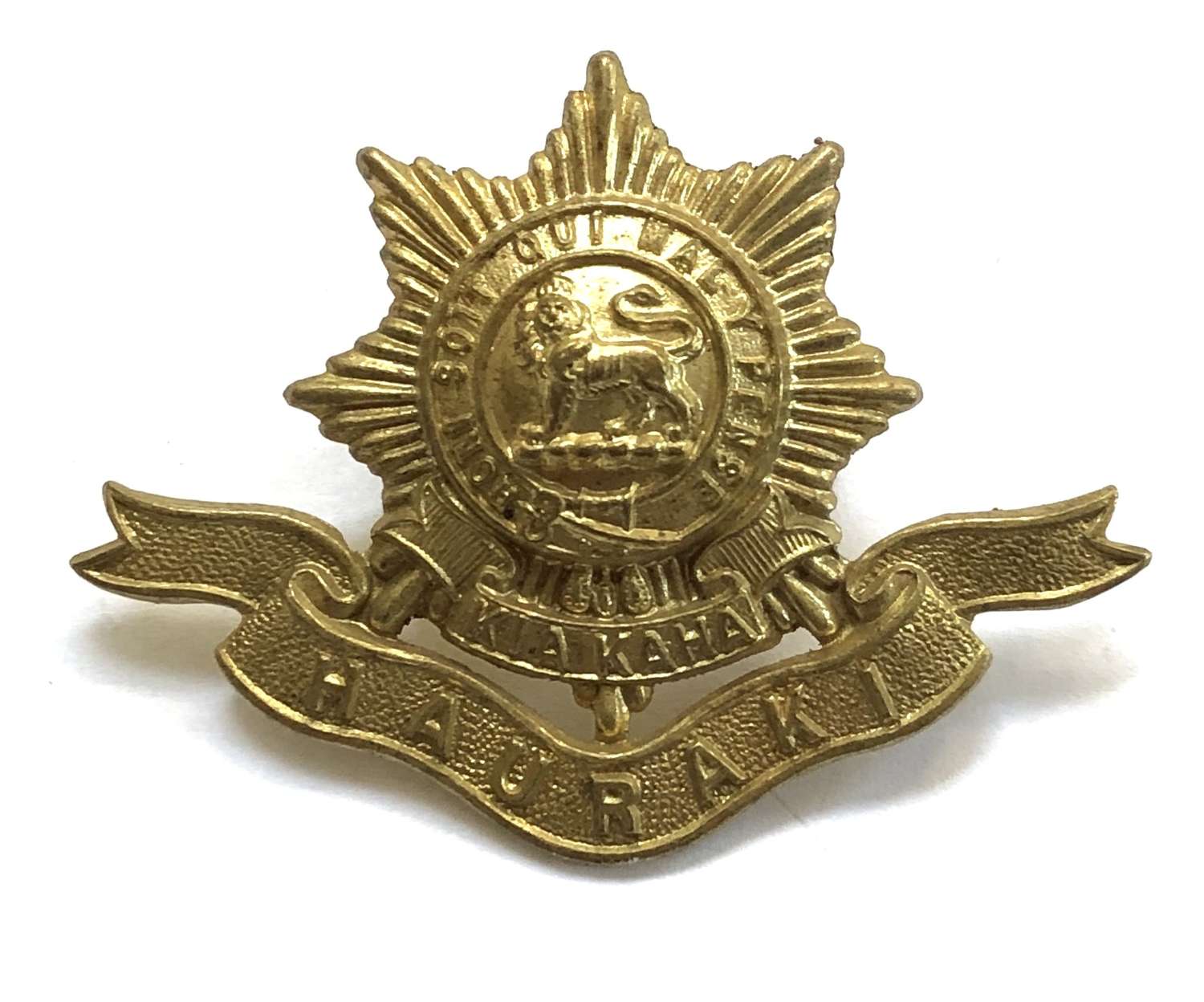 New Zealand Hauraki Regiment brass cap badge