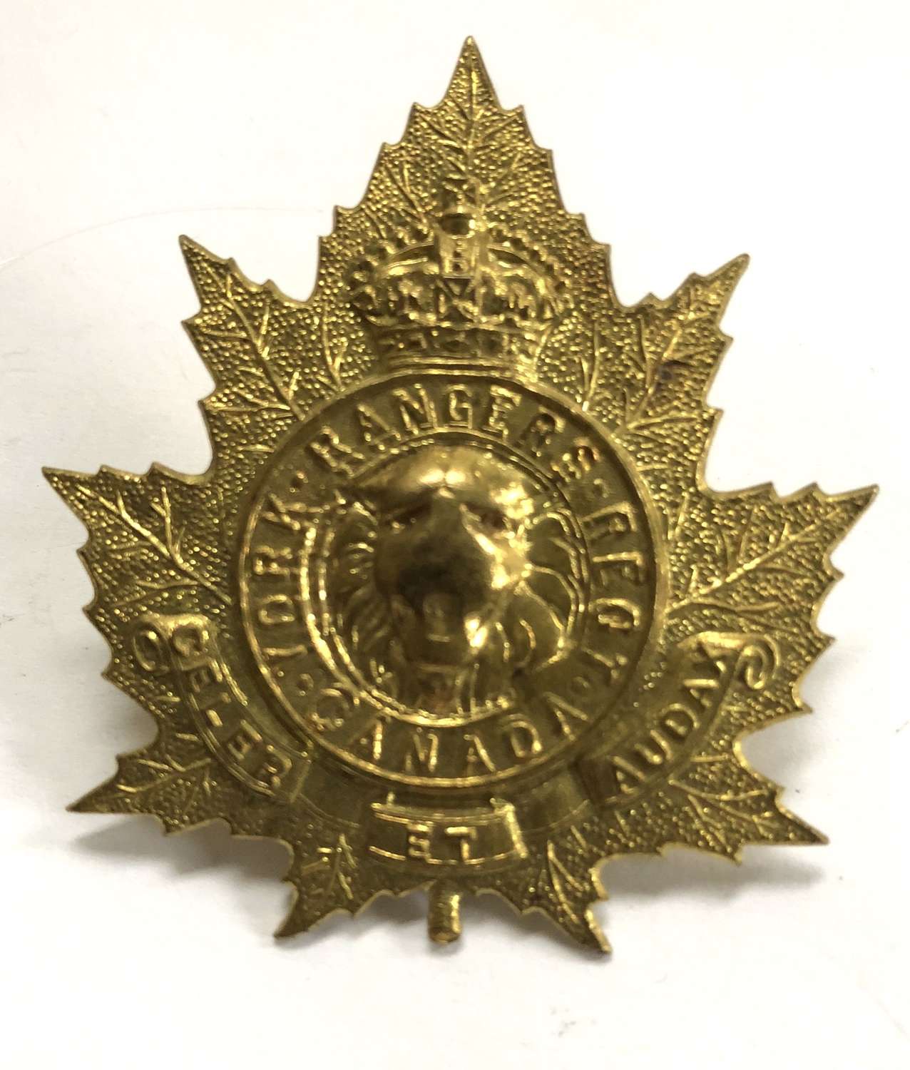 Canadian York Rangers cap badge circa 1922-36 by Scully, Montreal