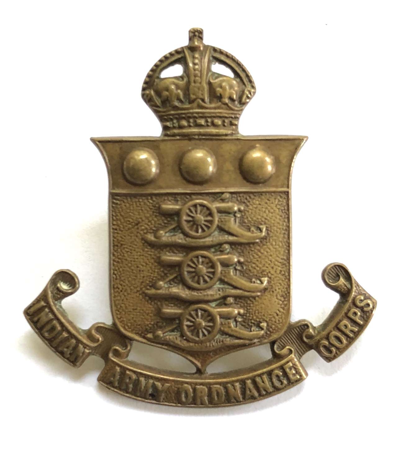 Indian Army Ordnance Corps cap badge circa 1922-47