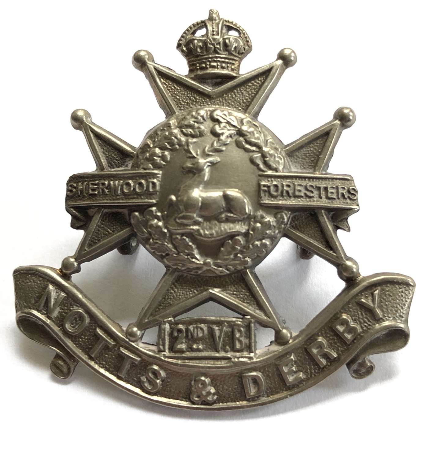 2nd VB Sherwood Foresters (Notts & Derby) OR’s cap badge c1902-08