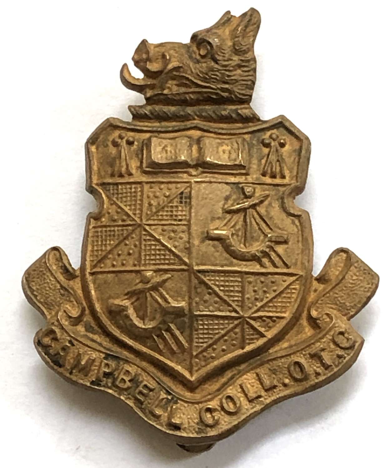 Campbell College, Belfast OTC brass Irish cap badge