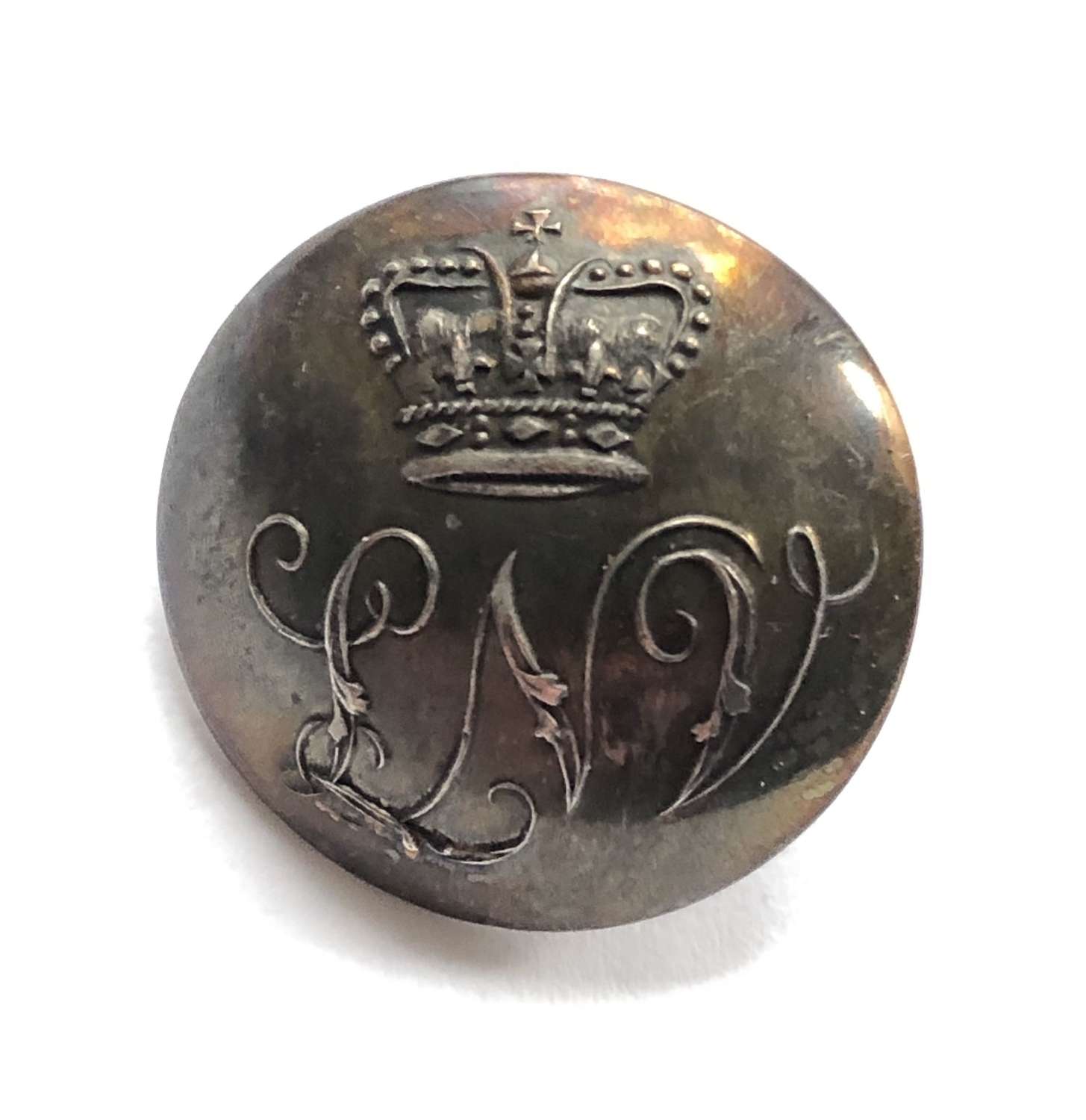 Loyal Nottingham Volunteers Georgian Officer's silvered coatee button