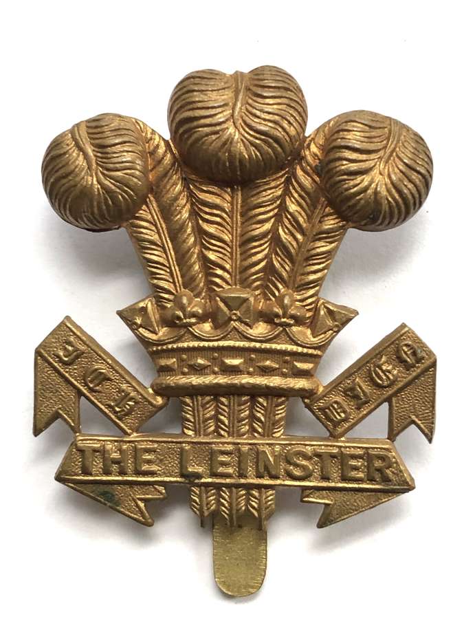 Irish. Leinster Regiment scarce 1916 WWI brass economy cap badge