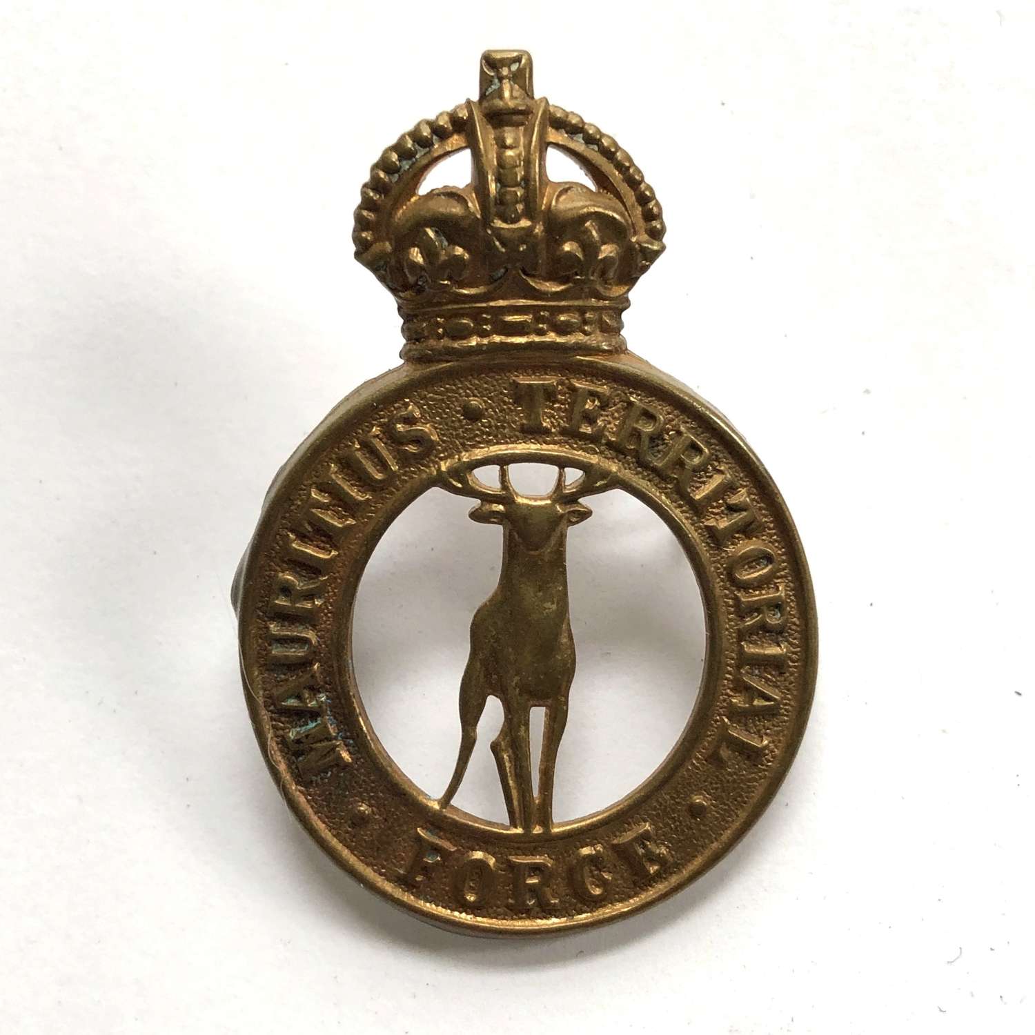 Mauritius Territorial Force brass cap badge by Firmin, London