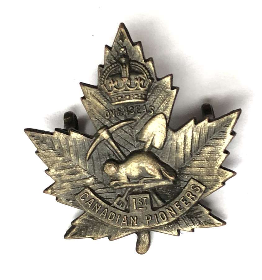 Canadian 1st Pioneer Bn. CEF WW1 cap badge by Inglis