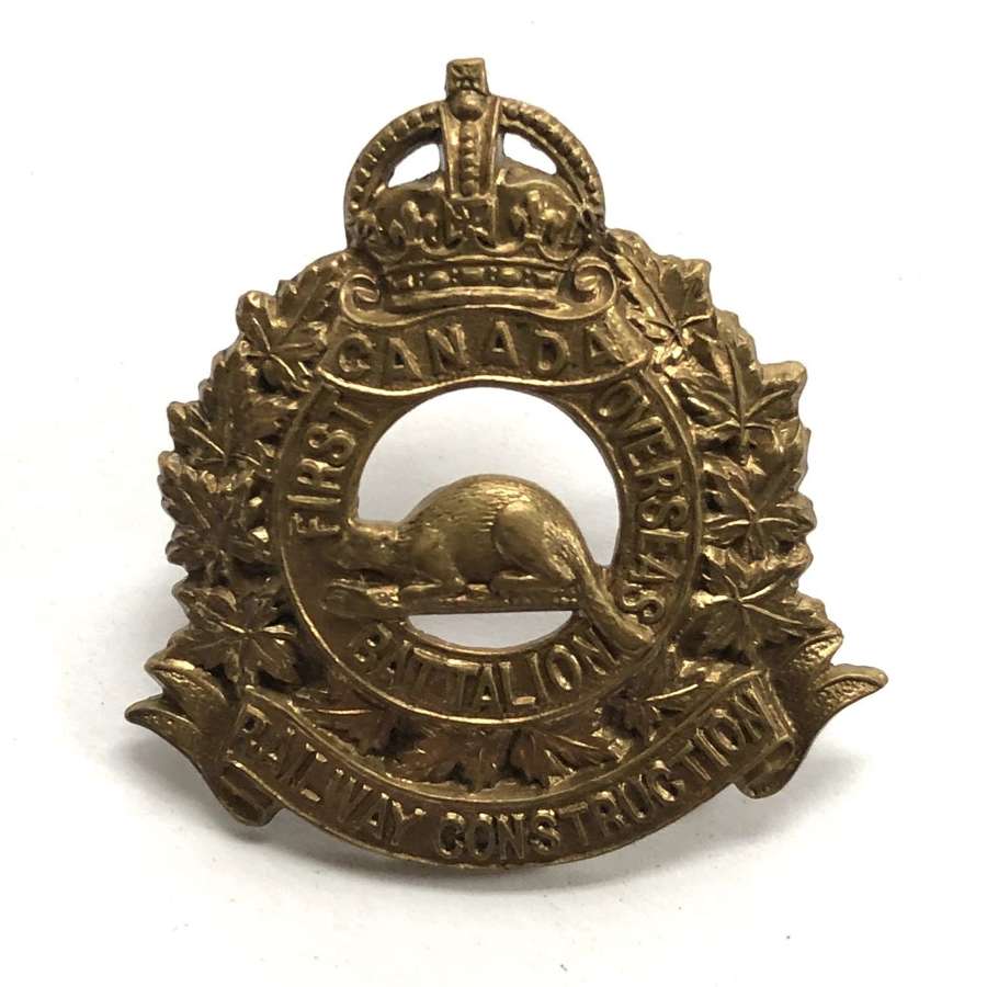 Canadian CEF 1st Railway Construction Overseas Battalion WW1 cap badge